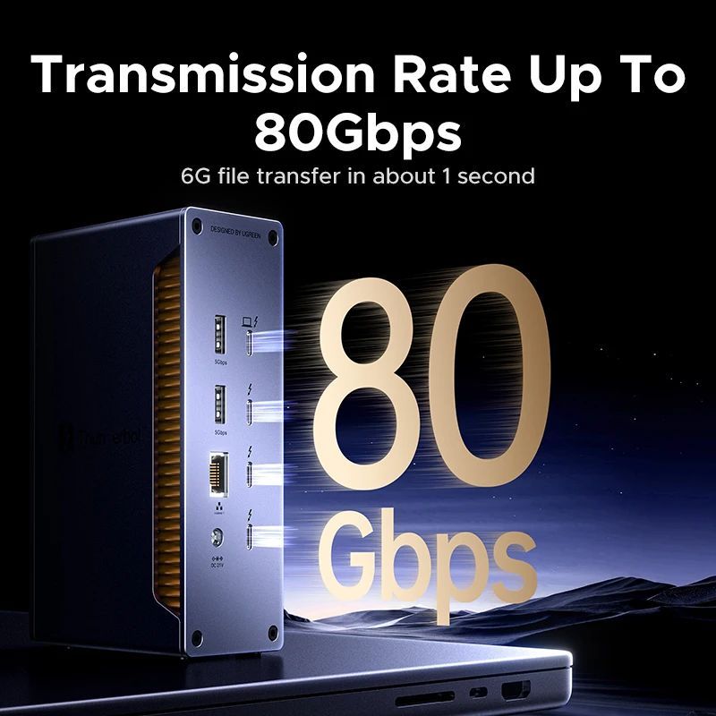 UGREEN Thunderbolt 5 Docking Station 8K60Hz 80Gbps 2.5G RJ45 SD & TF 3.5 มม.สําหรับแล็ปท็อป MacBook 