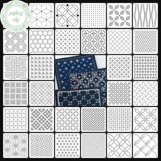 PUSKY 9/32Pcs Sashiko เย็บปักถักร้อยแม่แบบ DIY เรขาคณิต Patc…