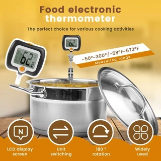 เครื่องวัดอุณหภูมิอาหารดิจิตอล จอแสดงผล LCD สแตนเลส 304 บาร์บีคิว-กาแฟ-ช็อคโกแลต-แยมและอื่น ๆที่วัดอุณหภูมิอาหาร
