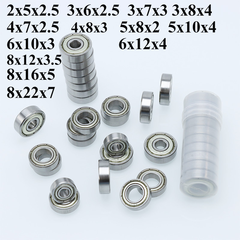 10pcs Miniature Ball Bearing 3x7x3 3x8x4 4x7x2.5 5x10x4 6x10x3 8x16x5 8x22x7 for Bike RC Car Toy 608