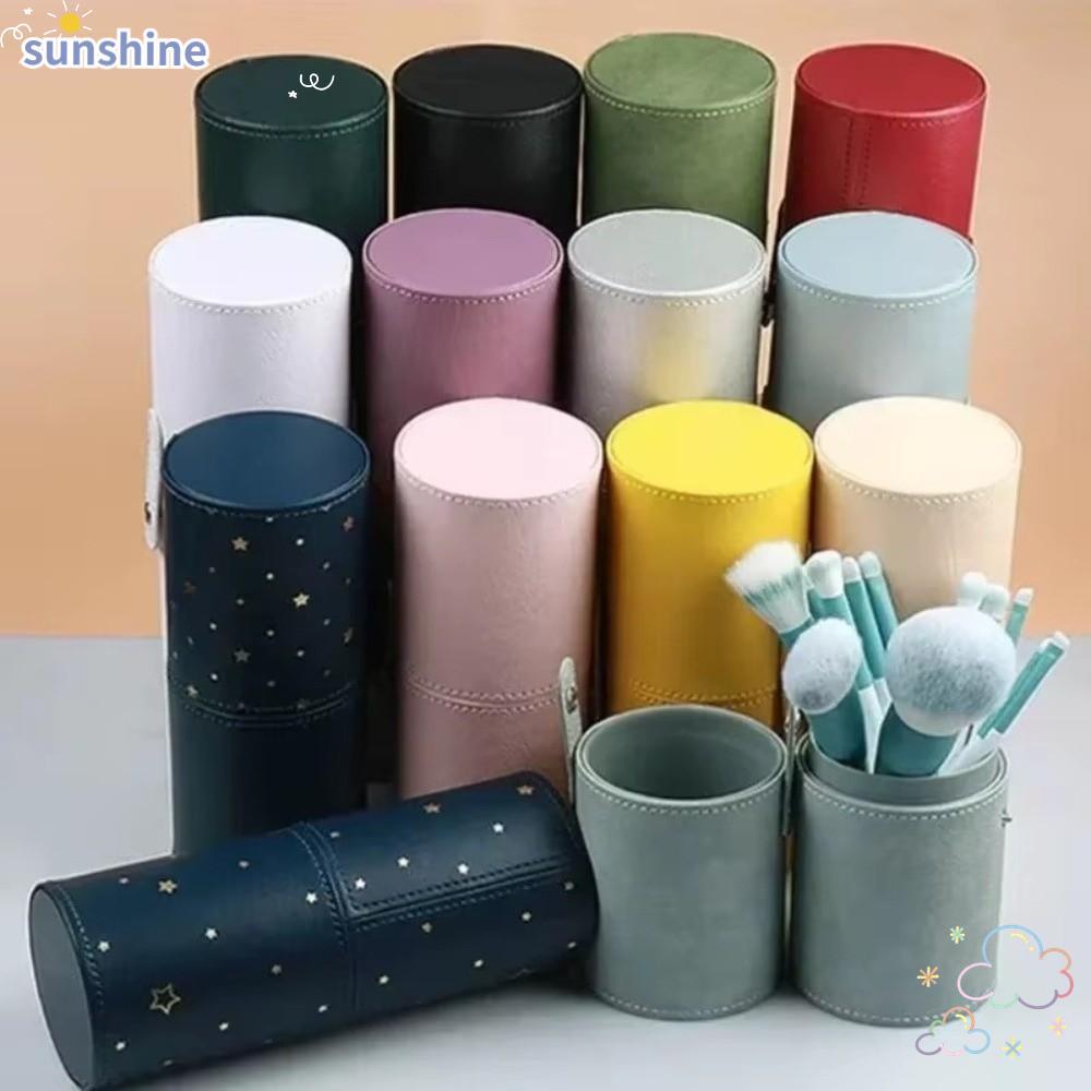 สซันชายน์ ที่ใส่ปากกาแปรงเครื่องสําอางเปล่า,ถังแปรงแต่งหน้ากันน้ํากันฝุ่น,ที่ใส่แปรงแต่งหน้าหนัง ปู่ แบบพกพา