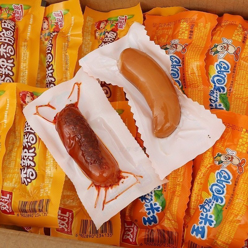 2026新品双汇腿肠香辣香脆肠玉米热狗肠泡面烤肠即食腿桑葚解馋小零食Shuanghui leg sausage spicy crispy sausage corn hot dog sausage bu