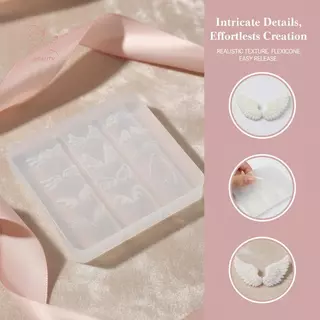 [maybeauty] แม่พิมพ์เล็บปีกนางฟ้า 3 มิติแม่แบบขนนกซิลิโคนนํากลับมาใช้ใหม่สําหรับบ้านหรือโครงการทําเล็บร้าน {TH}