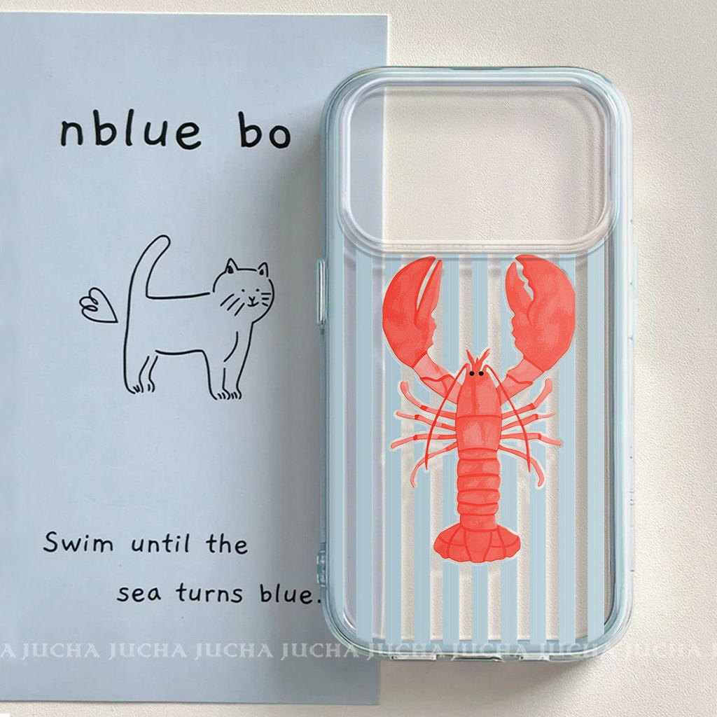 เคสใสกุ้งก้ามกรามสีแดง Samsung S23 S24 S25 S26 Ultra FE เคสโทรศัพท์ S26ultra เคสป้องกัน A56 A55 เคสป้องกัน
