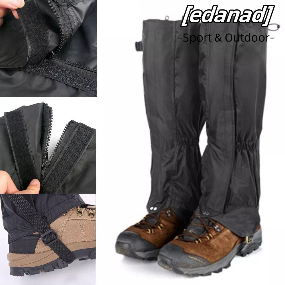 EDANAD Camping Hiking Leg Gaiters, Zipper Breathable Walking Boot Gaters, Outdoor Black Waterproof S