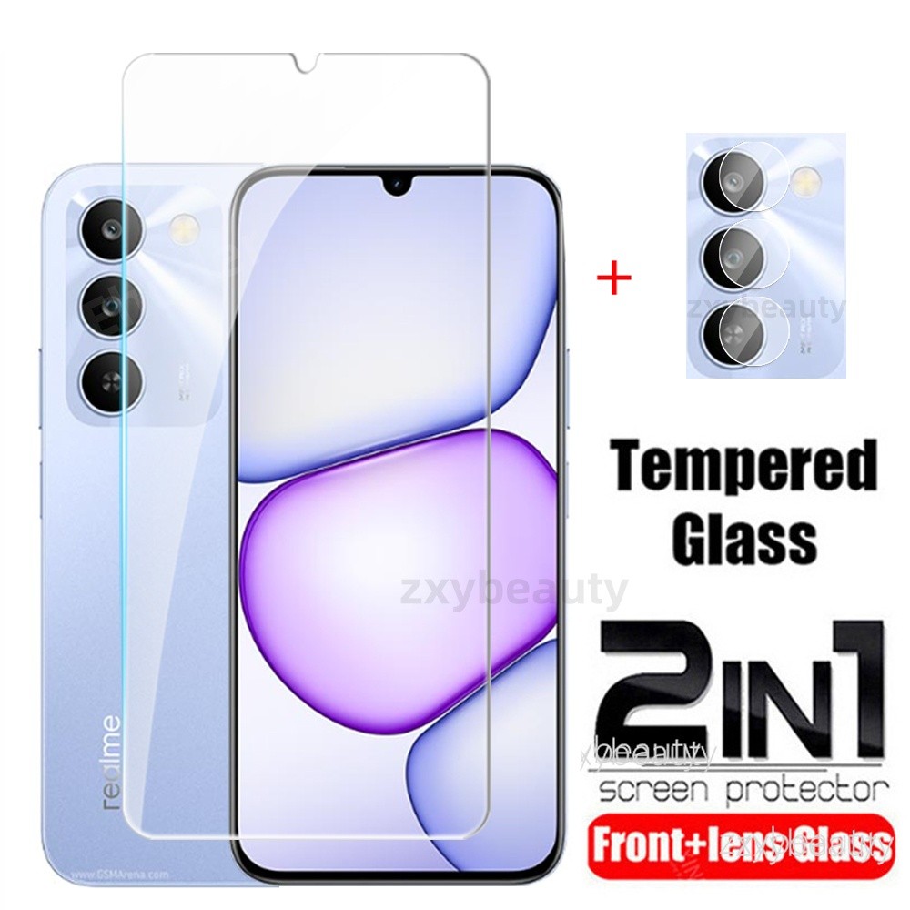 Realme C100 5G C100i 4G 2026 ป้องกันหน้าจอ 2in1 คลุมทั้งหมดกระจกนิรภัยใสสําหรับ RealmeC100 RealmeC100i ป้องกันกล้องเลนส์ฟิล์ม