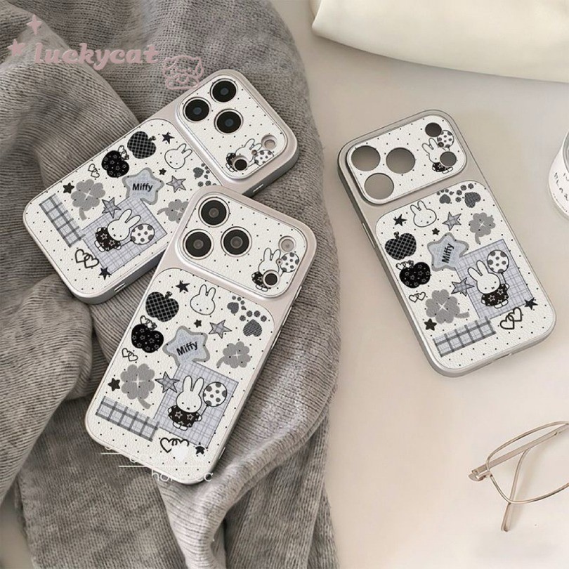 Ins Furit Leafกระต่ายหนังเคสโทรศัพท์สําหรับiPhone 17 16 15 14 13 12 11 Pro Max X Xr Xs Max