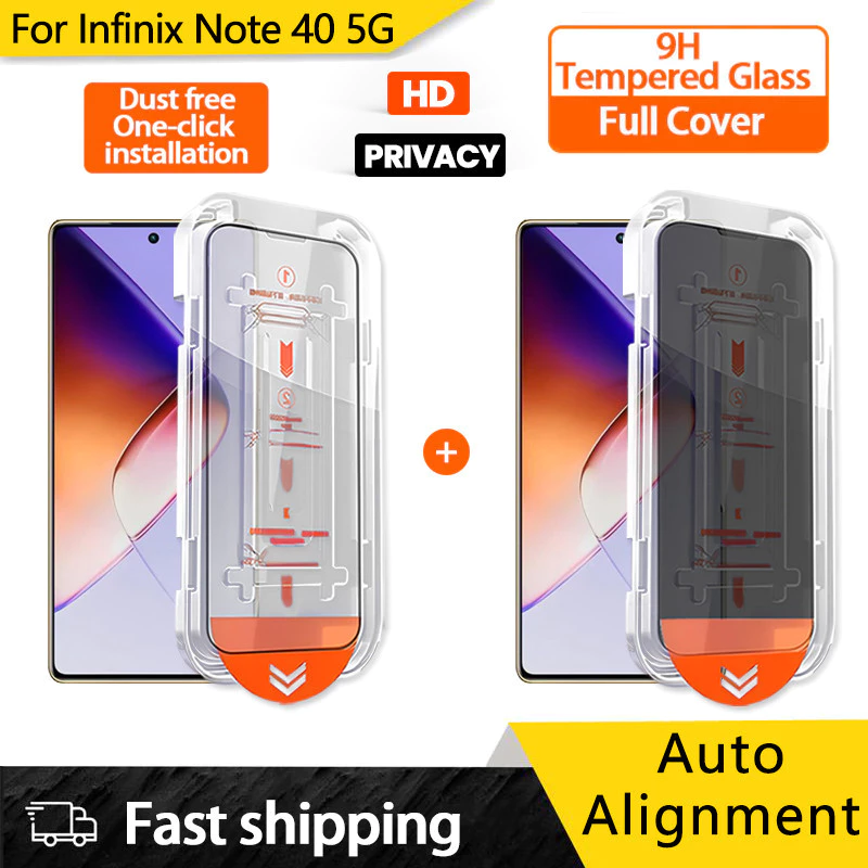 ฟิล์มกระจกสําหรับ Infinix Note 40 50x 50 Pro Plus 50 30 Pro Vip 30i 4G 5G GT 30 20 10 Pro ติดตั้งง่าย HD ความเป็นส่วนตัวกระจกนิรภัยป้องกันหน้าจอฝุ่นฟรีติดตั้งกล่อง
