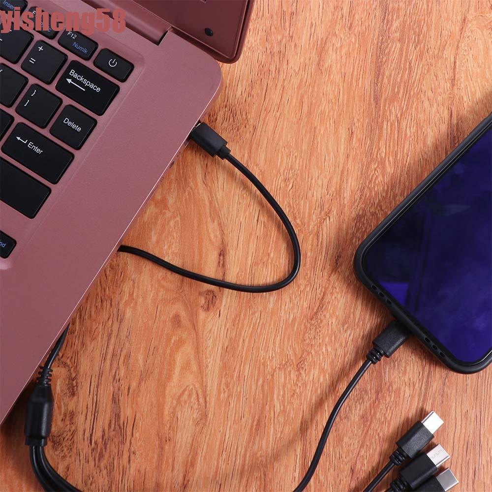 FABLE สายแยก USB C, 6 in 1 Type-C Micro-USB Multi USB C ถึง USB C สาย, แบบพกพา USB Y Splitter 50cm81