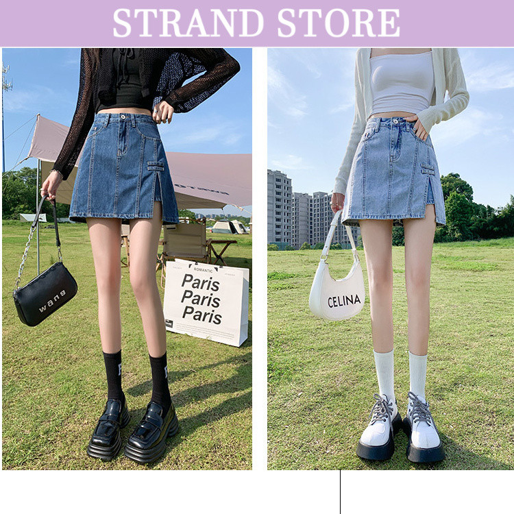 STRAND💜 กระโปรงยีนส์ กระโปรงกางเกง XV32