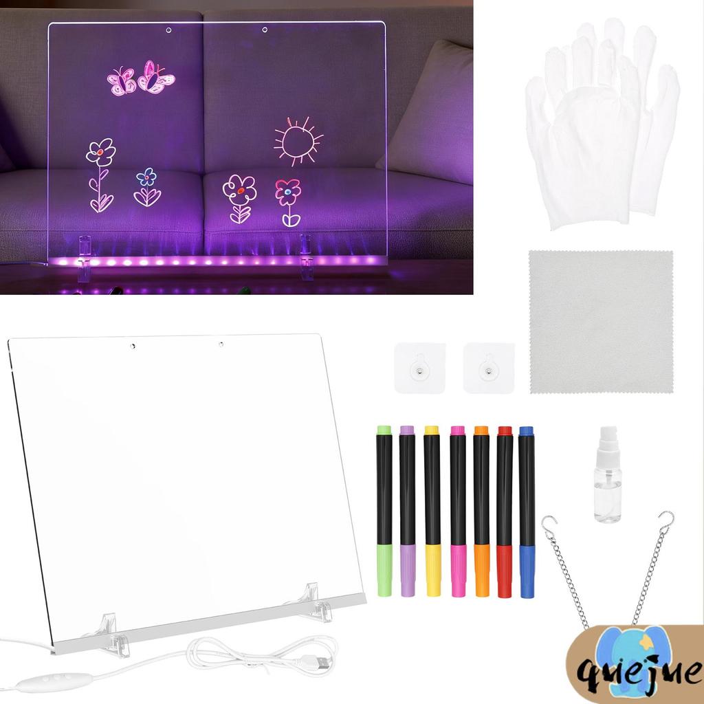 อะคริลิค LED หมายเหตุ Board LED กระดานวาดภาพ Multi โหมดชาร์จ 7 สี Marker ชุดทําความสะอาดสําหรับเด็กส