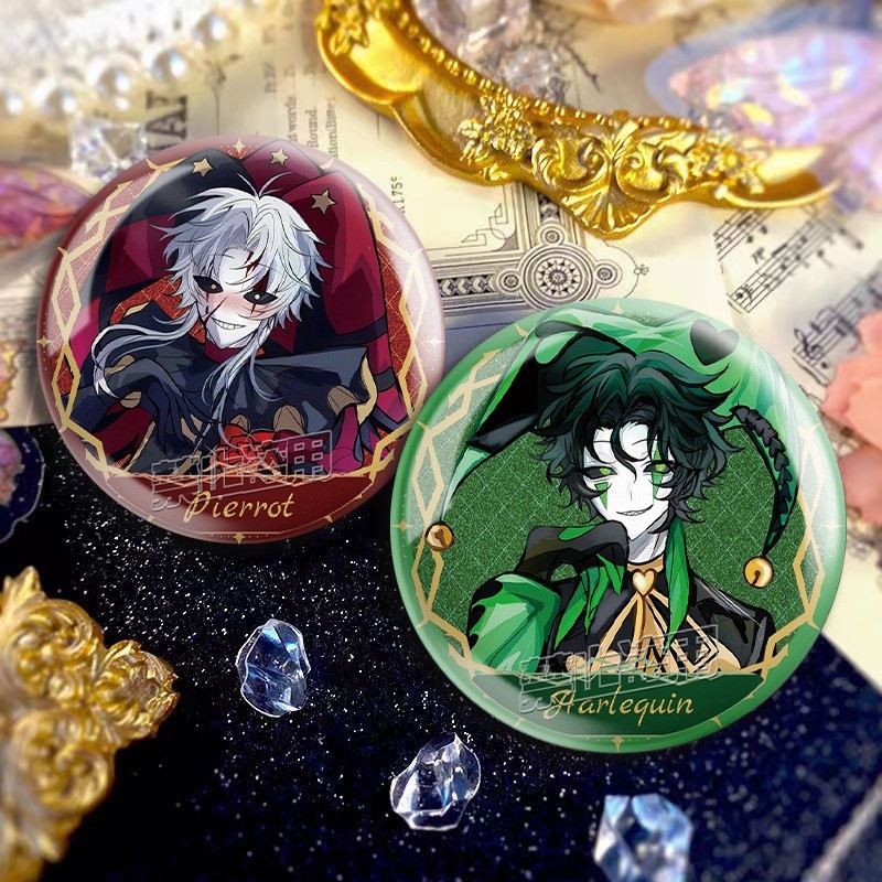 เข็มกลัดและเครื่องประดับคอสเพลย์ จากเกม Freak Circus Perrot Harlequin พร้อมบอดจ์และพินส์