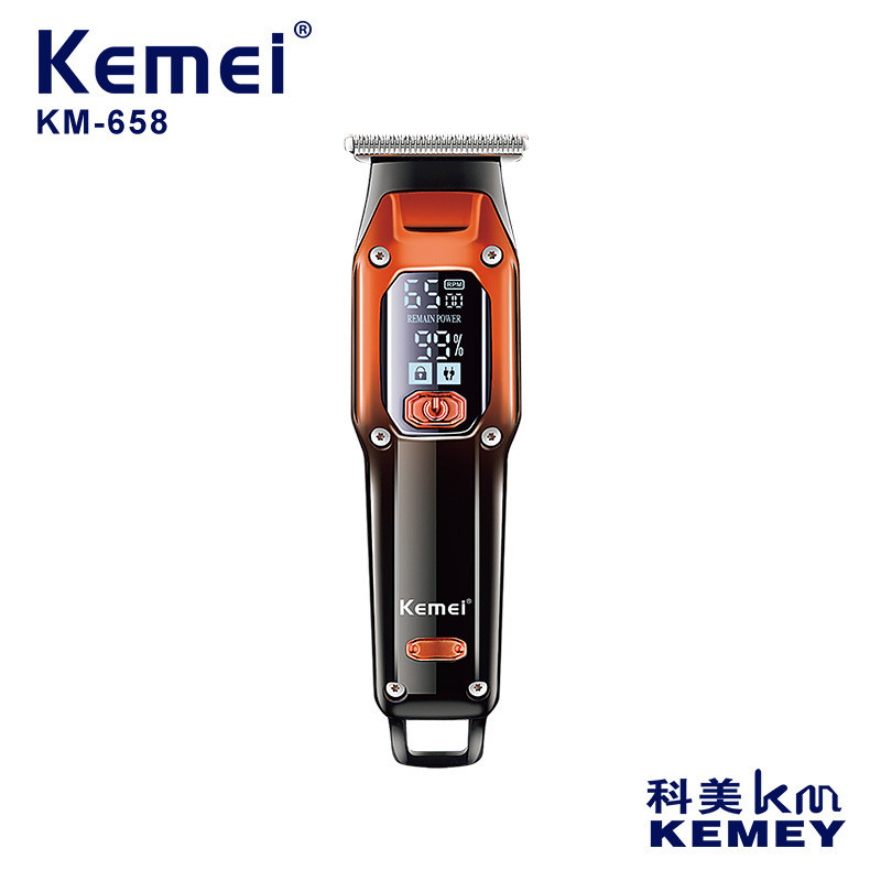 Kemei ปัตตาเลี่ยนไฟฟ้า KM-658 สไตล์ใหม่ LED LCD จอแสดงผลดิจิตอล USB Fast Charging Clipper ร้านทําผมผ