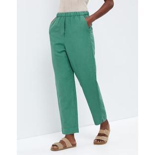 Oysho Slim Fit Linen Blend Pants สีเขียว - ไซส์ XS