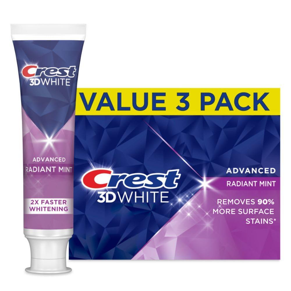 ยาสีฟันฟอกฟันขาว Crest 3D White Advanced, ยาสีฟัน Crest 3D White Brilliance, Radiant Mint, 3.3 ออนซ์