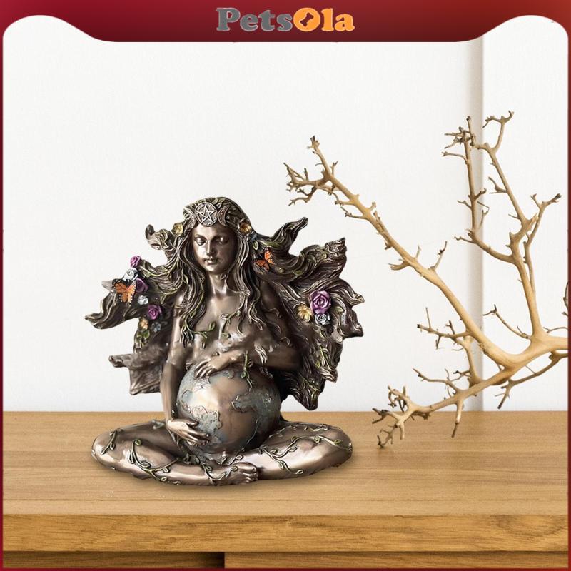 PETSOLA Feng Shui แม่ Earth รูปปั้น Gaia ตุ๊กตา Art Decor ตกแต่งโต๊ะห้องนอนเครื่องประดับหัตถกรรมห้องนั่งเล่นทาสีประติมากรรม