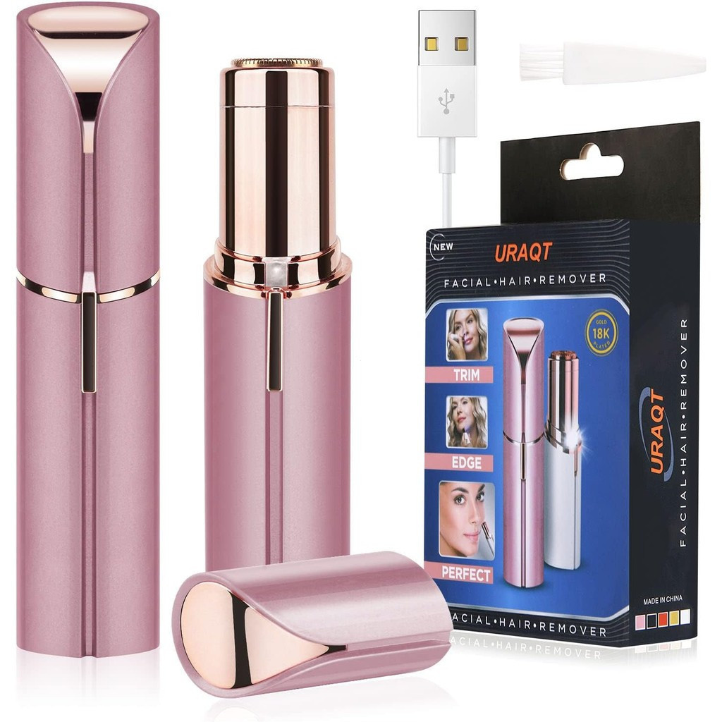 URAQT Facial Hair Remover สําหรับผู้หญิง, ไม่เจ็บปวด Face Hair Trimmer, ชาร์จ Mini เครื่องกําจัดขน L