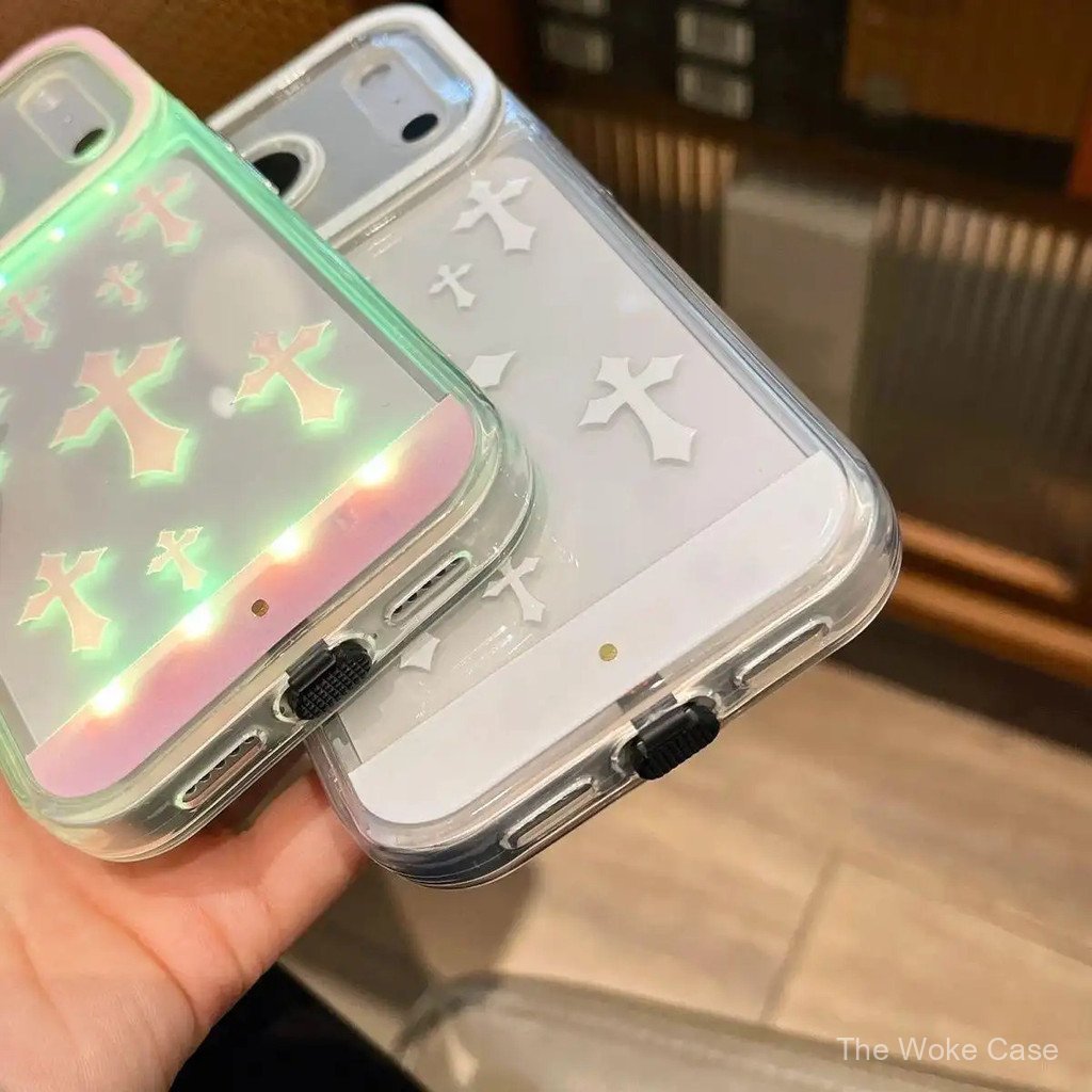 เคสโทรศัพท์เปลี่ยนสีได้พร้อมไฟเรืองแสงที่สั่งงานด้วยเสียง ดีไซน์เท่แฟชั่นสร้างสรรค์ เหมาะสําหรับ ไอโ