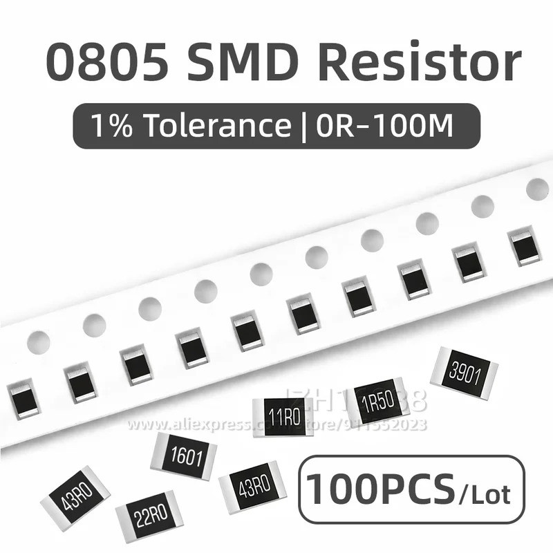 100pcs 0805 SMD ตัวต้านทาน 0R ~ 10M 1/8W 0 1 10 100 150 220 330 โอห์ม 1K 2.2K 10K 100K 0R 1R 3.3R 5.