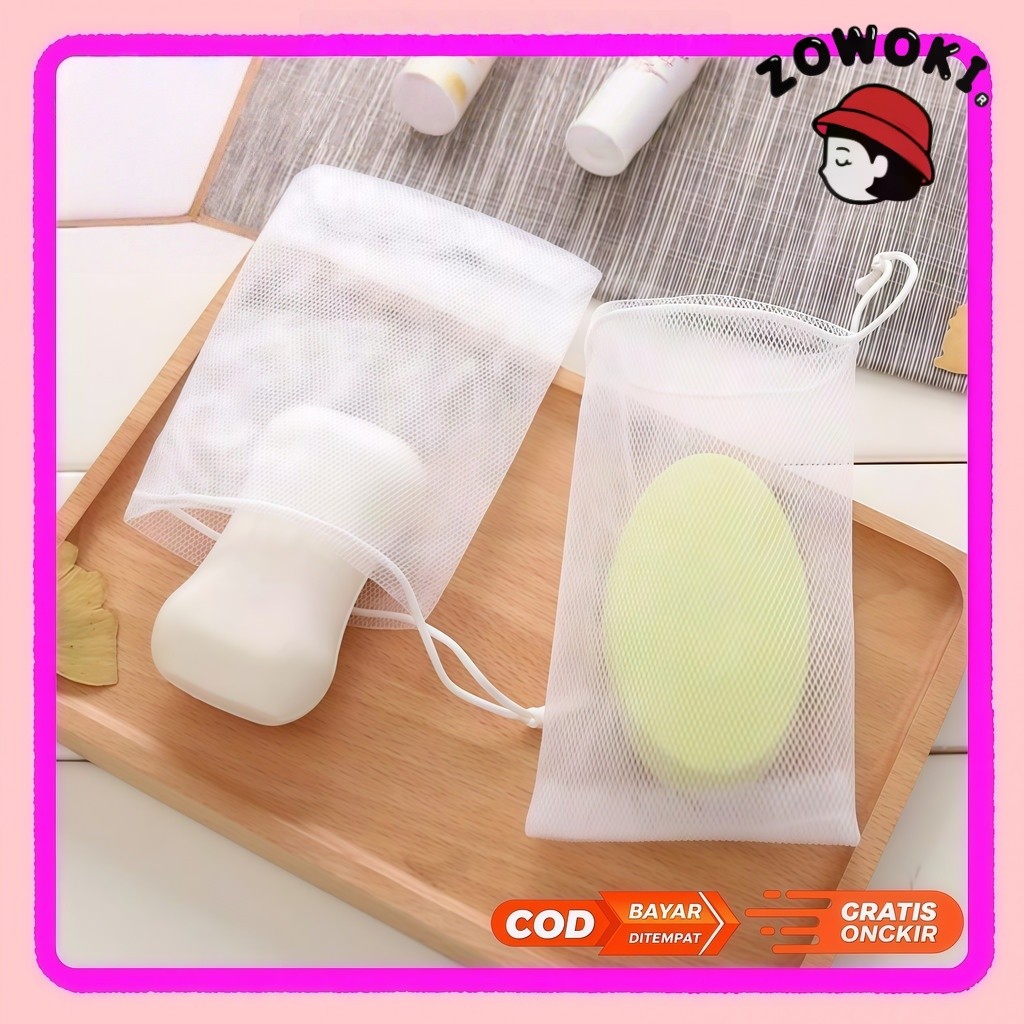 ZOWOKI Fine Manual Foam Maker ถุงตาข่ายสบู่สําหรับอเนกประสงค์ Bath Soap Net Bar พร้อมเชือกแขวน / ตาข่ายสบู่ของที่ระลึก
