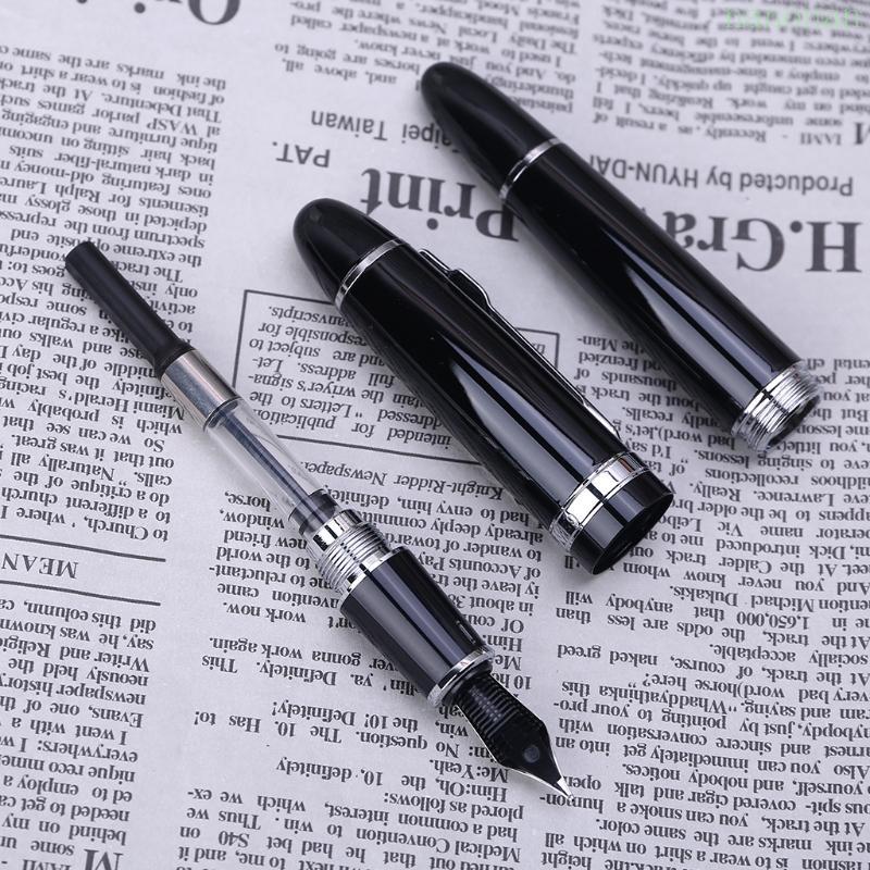 Nan New Jinhao 159 สีดําและสีเงินสําหรับปากกาหมึกซึม M Nib หนา