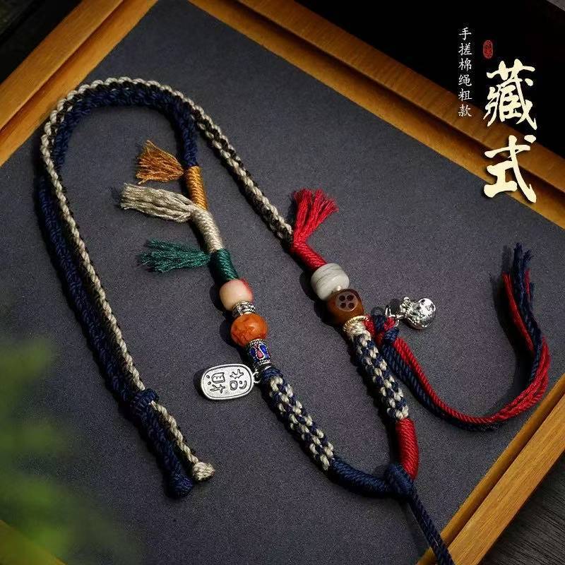สร้อยข้อมือจากเชือกฝ้ายแบบปรับไซ즈ได้ ดีไซน์พิเศษสำหรับ Dzi beads