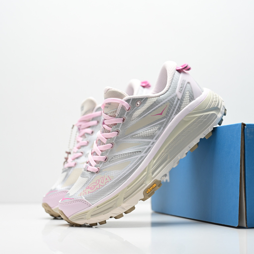 HOKA ONE ONE Mafate Speed 2 (สำหรับทั้งผู้ชายและผู้หญิง) พื้นรองเท้าเบาและทนต่อการกระแทก สีชมพู