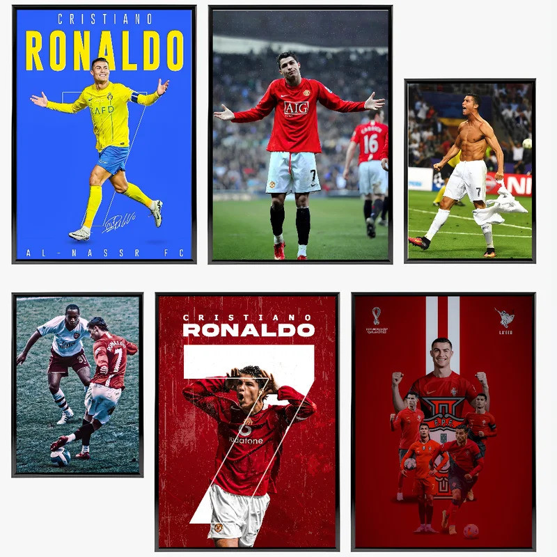 โปสเตอร์ C-Cristiano Ronaldo CR7 1 ชิ้นสําหรับห้องนั่งเล่นในบ้าน ทางเข้าห้องนอน บาร์ ร้านกาแฟ ตกแต่ง