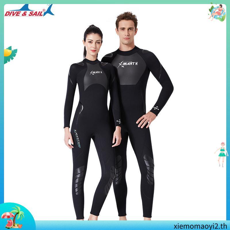พร้อมสต็อก ZCCO 3mm Wetsuit ผู้ชายผู้หญิง Neoprene Conjoined อบอุ่นรอบคอหนังขอบ ykk ซิปดําน้ํากลางแจ