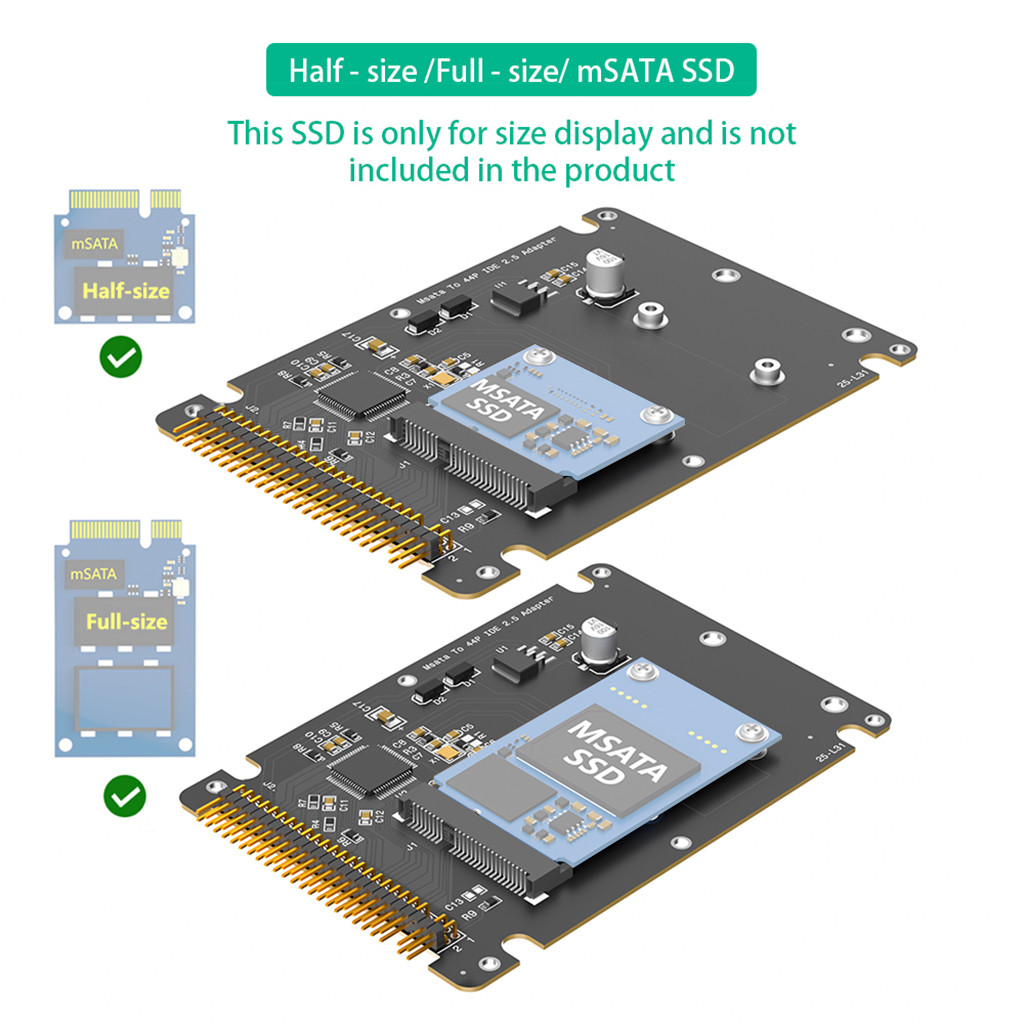 MSATA Mini-SATA SSD ถึง IDE ATA 44Pin อะแดปเตอร์รองรับ Win XP, Win 7, Win 8/10/ 11 หรือ Linux