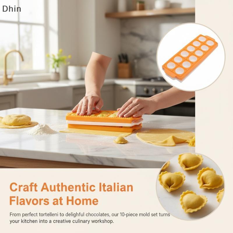 [Dhin] แม่พิมพ์พาสต้า Tortellini Ravioli Cutter Dumpling Press Set เครื่องครัวสําหรับครอบครัวที่มีปร