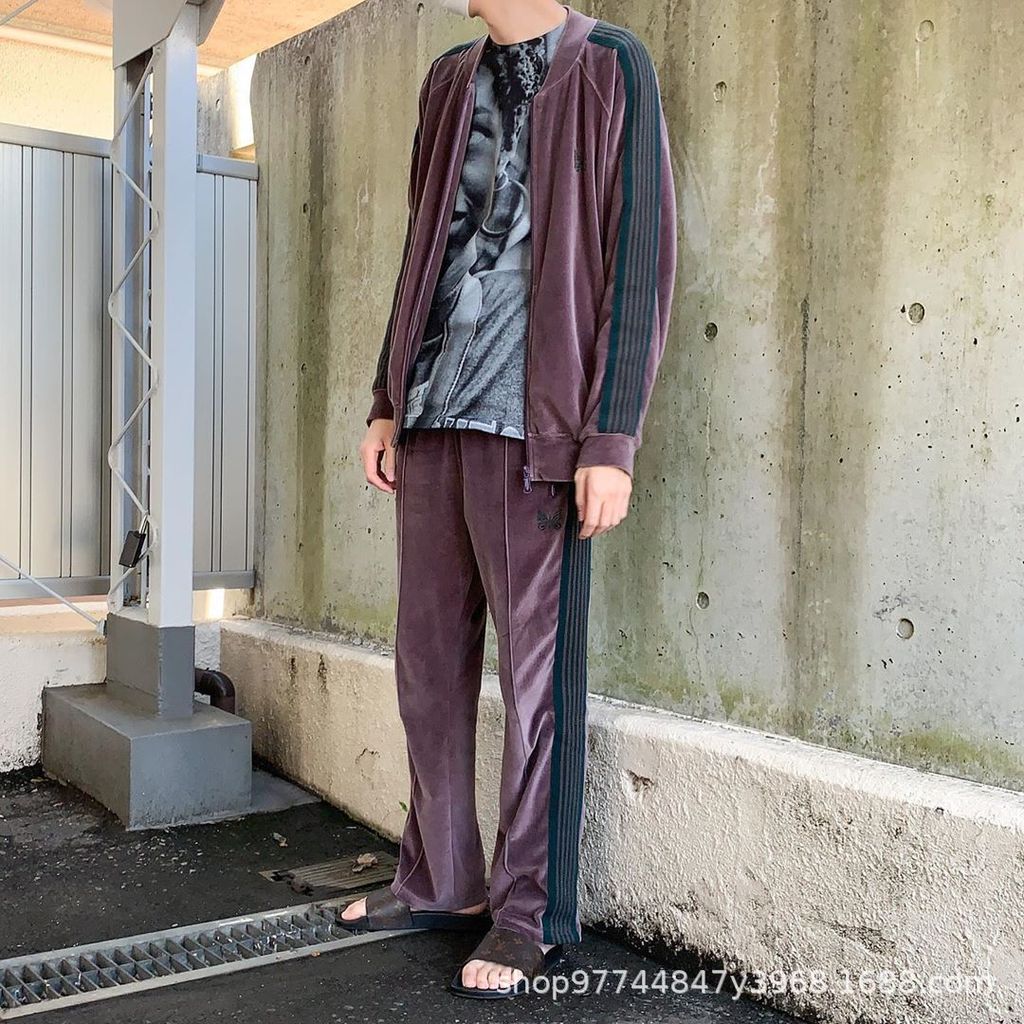 XMJH Needles Grape purple velvet jacket with a high-end feel, unisex coat