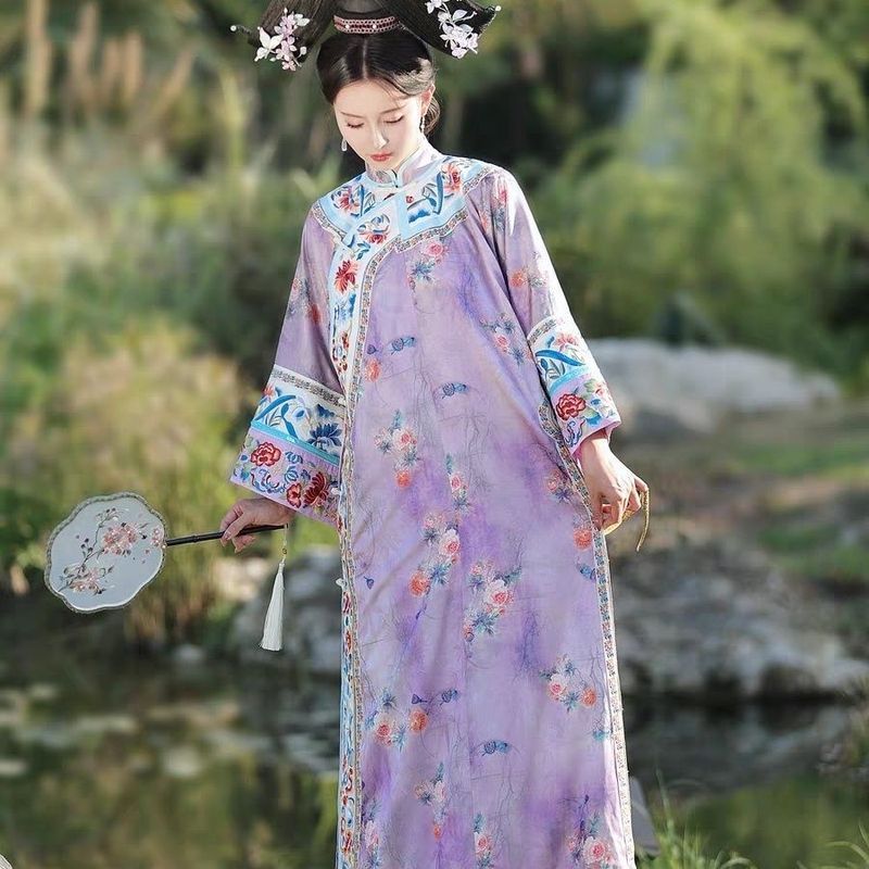 Qinghan หญิง Hanfu หนักอุตสาหกรรม Qing Dynasty พิมพ์ Qing Dynasty เสื้อกั๊ก Princess Palace เครื่องแ