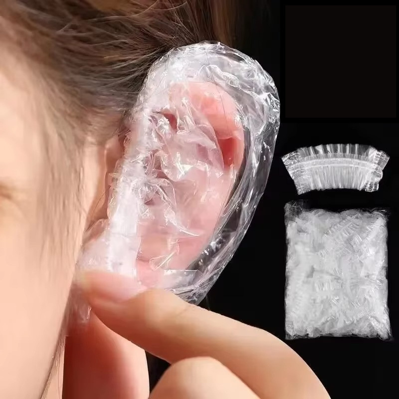 100/200pcs หนาทิ้ง Earmuffs กันน้ํา Hairdressing ย้อมผมอบน้ํามันหู Anti-Pierced หู Water Inlet