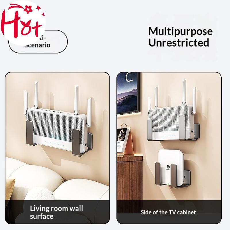 GE ที่วางรางปลั๊กไฟเราเตอร์แบบติดผนังเหล็กคาร์บอนมัลติฟังก์ชั่น อินเตอร์เน็ตไร้สาย ที่วางแร็คประหยัดพื้นที่เจาะผนังวงเล็บสนับสนุนสี่เหลี - รูปที่ 4