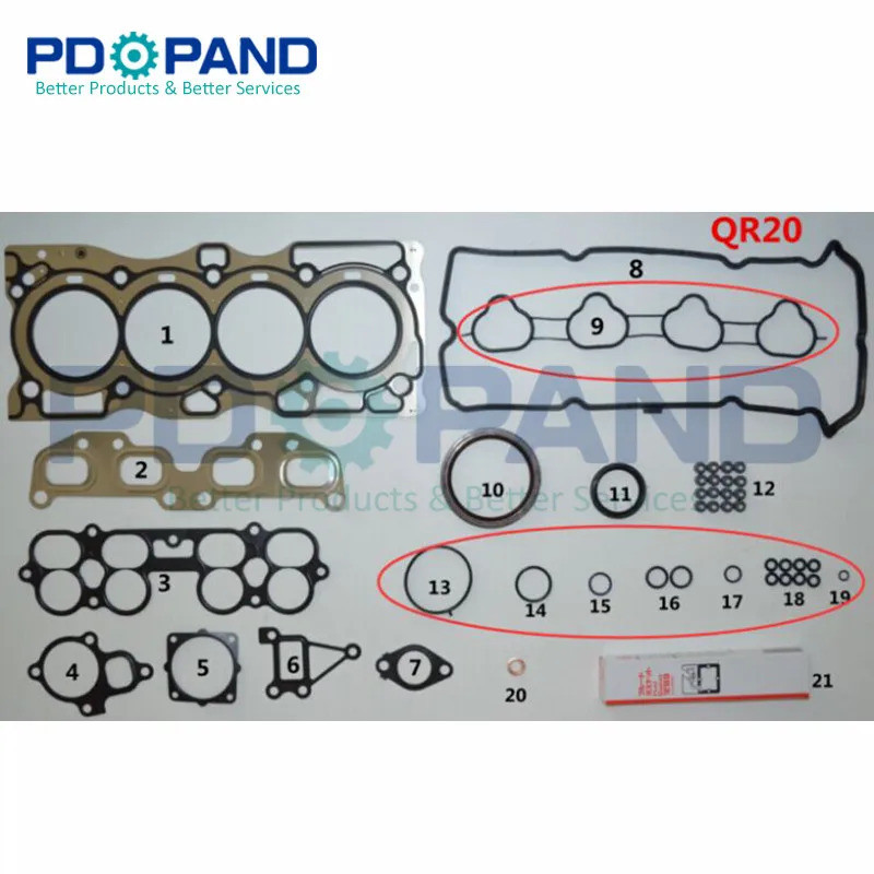 QR20 QR20DE เครื่องยนต์ Overhaul Rebuilding ปะเก็นชุด A0101-8H725 สําหรับ Nissan X-TRAIL T30 Primera