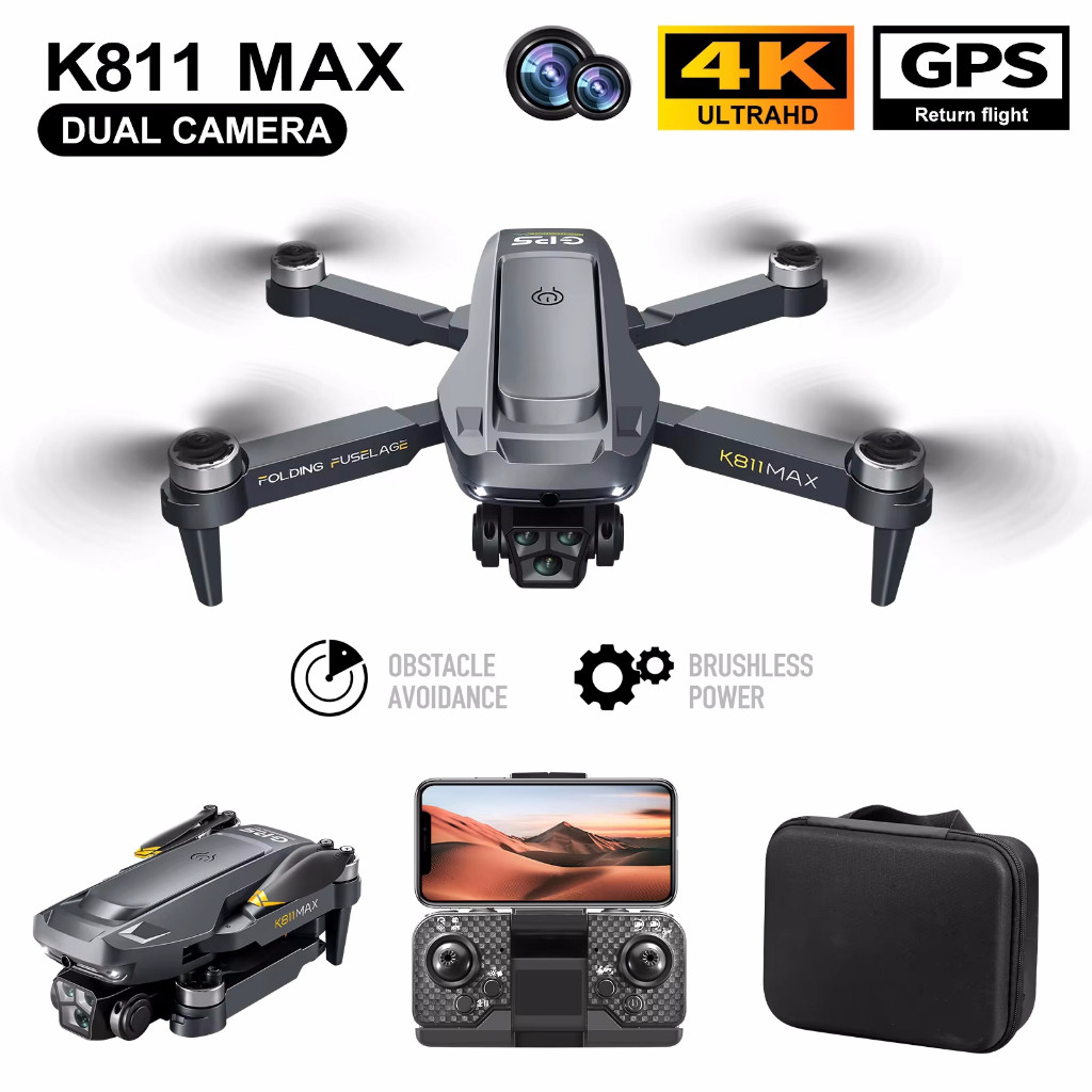K811 Max Drone 5G Professional GPS 4K HD ถ่ายภาพทางอากาศ Dual-กล้องรอบทิศทางหลีกเลี่ยงอุปสรรค Drone 