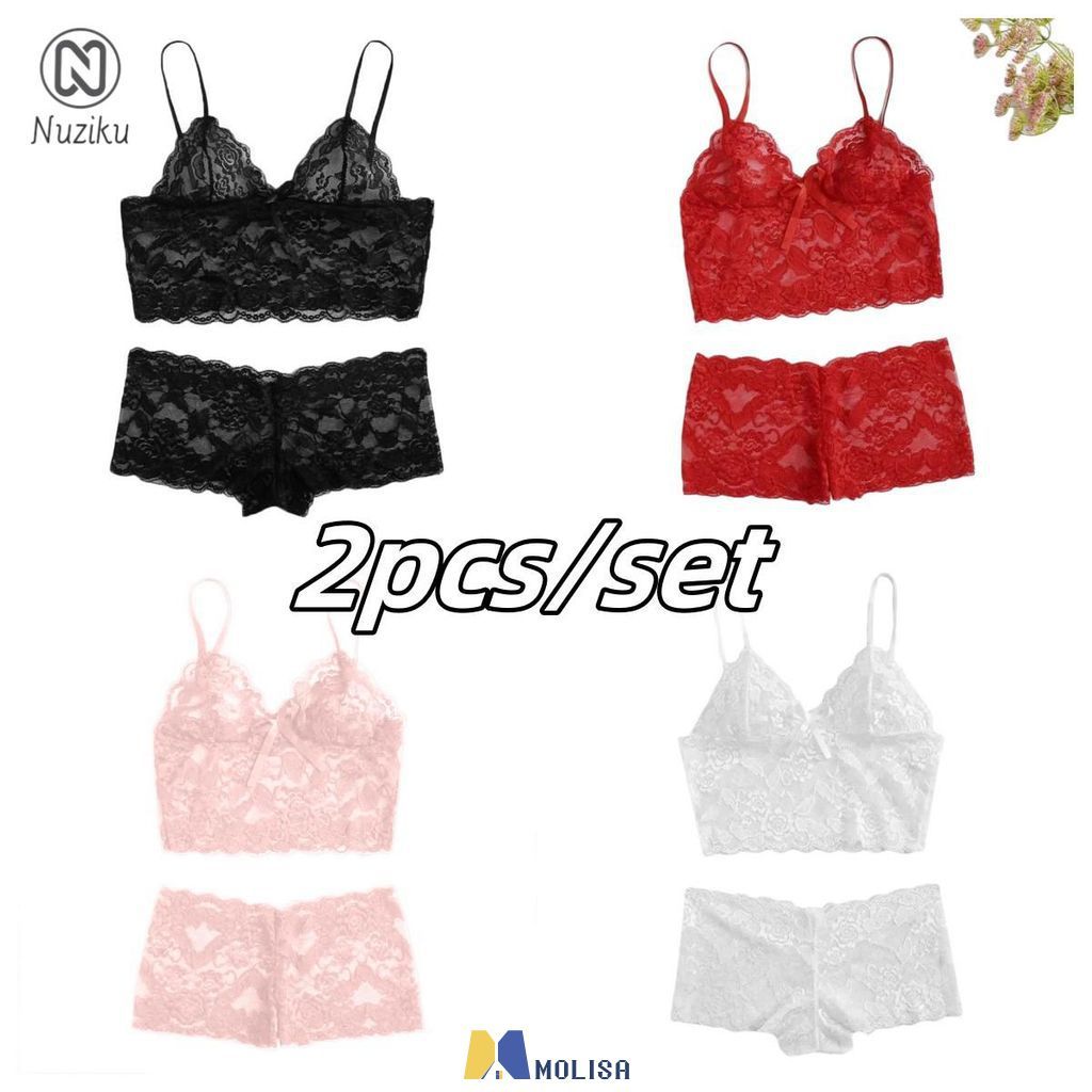 ชุดชั้นในลูกไม้แบบไร้ตะเข็บ ยกทรง และกางเกงใน คอวีลึก 1 ชุด สำหรับเด็กผู้หญิง ชุดชั้นในแบบมีโครง MOLISA