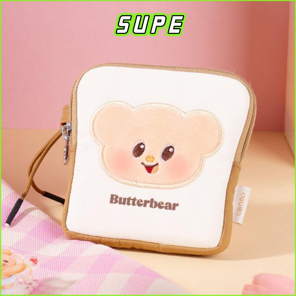 กระเป๋ามัลติฟังก์ชัน ลายการ์ตูนมินิหมีเนย สำหรับใส่เหรียญ หูฟัง และลิปสติก