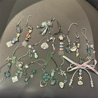 ย2เค กระเป๋าถือสีฟ้าเสน่ห์โบว์หัวใจดาวพวงกุญแจจี้ น่ารัก กระ…