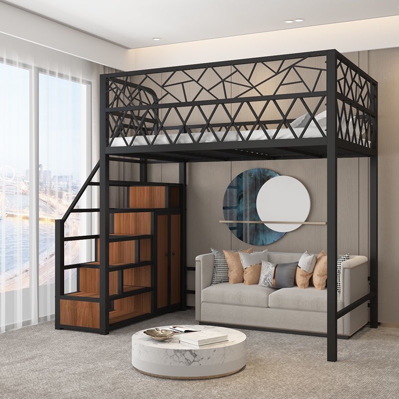 Elevated bed bed under table simple up and down bed small apartment loft-style bed multi-functional 