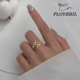 PLOYBRIL Fancy แหวนนิ้วมือ รูปใบมะกอก สีเงิน สีทอง ปรับได้ เครื่องประดับแฟชั่น สําหรับผู้หญิง J009