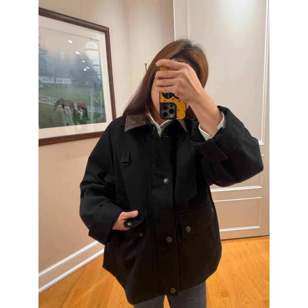 Ralph Pony American Retro Leather Collar polo Collar Stitching Pocket Cargo Jacket Jacket Men - รูปที่ 4