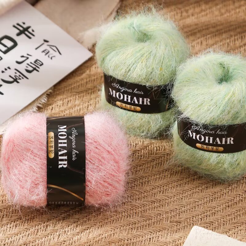 หลากสี Alpaca Mohair Gradient Segment ย้อม Mohair Hand-Knitted Medium หนาสีผ้าคลุมไหล่ขนสัตว์เด็กผ้าห่ม