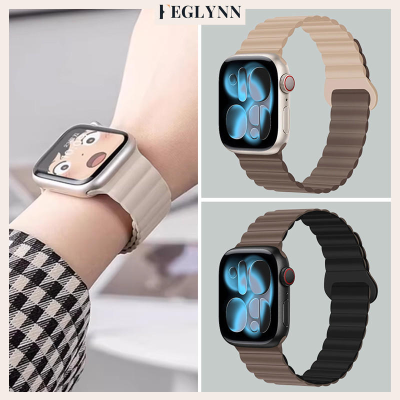 สายแม่เหล็กซิลิโคน for IWatch Ultra/SE 3 2 Apple Watch Series 11 10 9 8 7 6 5 4 49มม 46มม 45มม 44มม 42มม 41มม 40ม