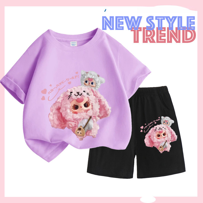 ชุดเด็กผู้หญิงขนาดใหญ่ ชุดฤดูร้อนสำหรับเด็กผู้หญิง 2025 เสื้อผ้าแฟชั่นใหม่ สไตล์บาง แขนสั้นสำหรับเด็ก ชุดกีฬาฤดูร้อนสำหร