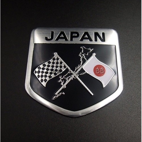 Aluminum Japan Japanese Flag Shield Logo Car Trunk Badge Emblem Sticker Decal