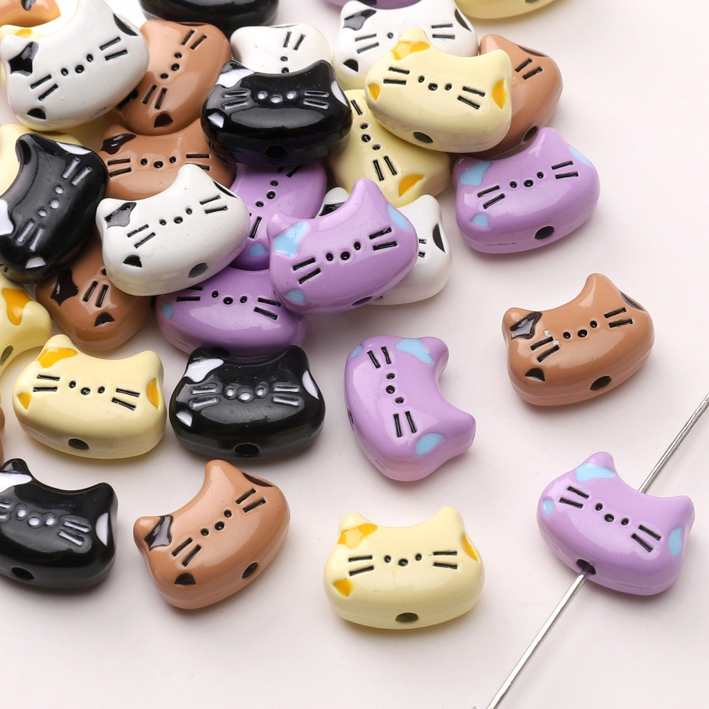ลูกปัดโลหะผสมขนาด 12x9 มม. ลายหัวแมว สำหรับทำสร้อยข้อมือและสร้อยคอดекOR