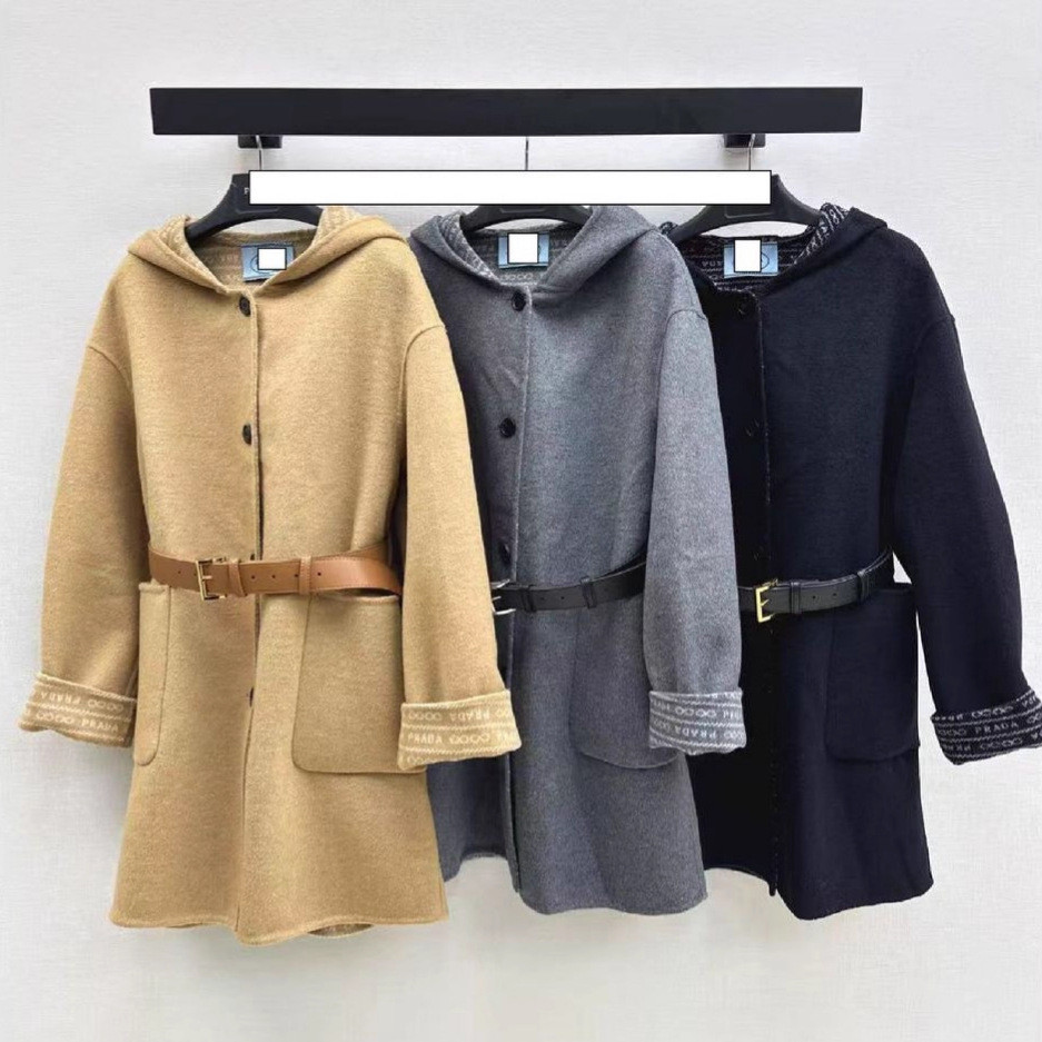 DQVV PD 25Autumn Winter Women's Clothing Thunder Girl Letter Inner Hooded Wool Coat