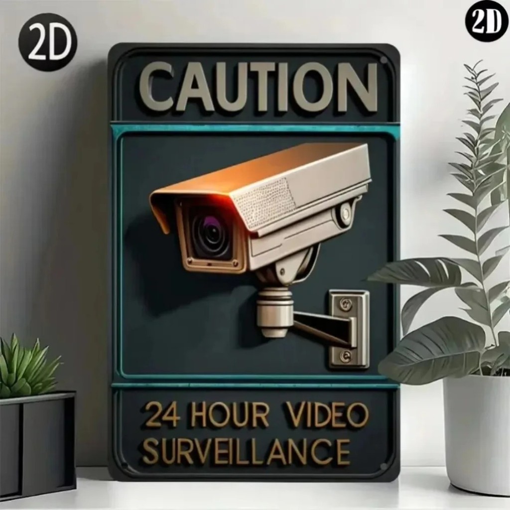 HELLOYOUNG Vintage Security Camera Decor Wall Sign Retro Handmade Weatherproof Home Security แรงบันดาลใจ
